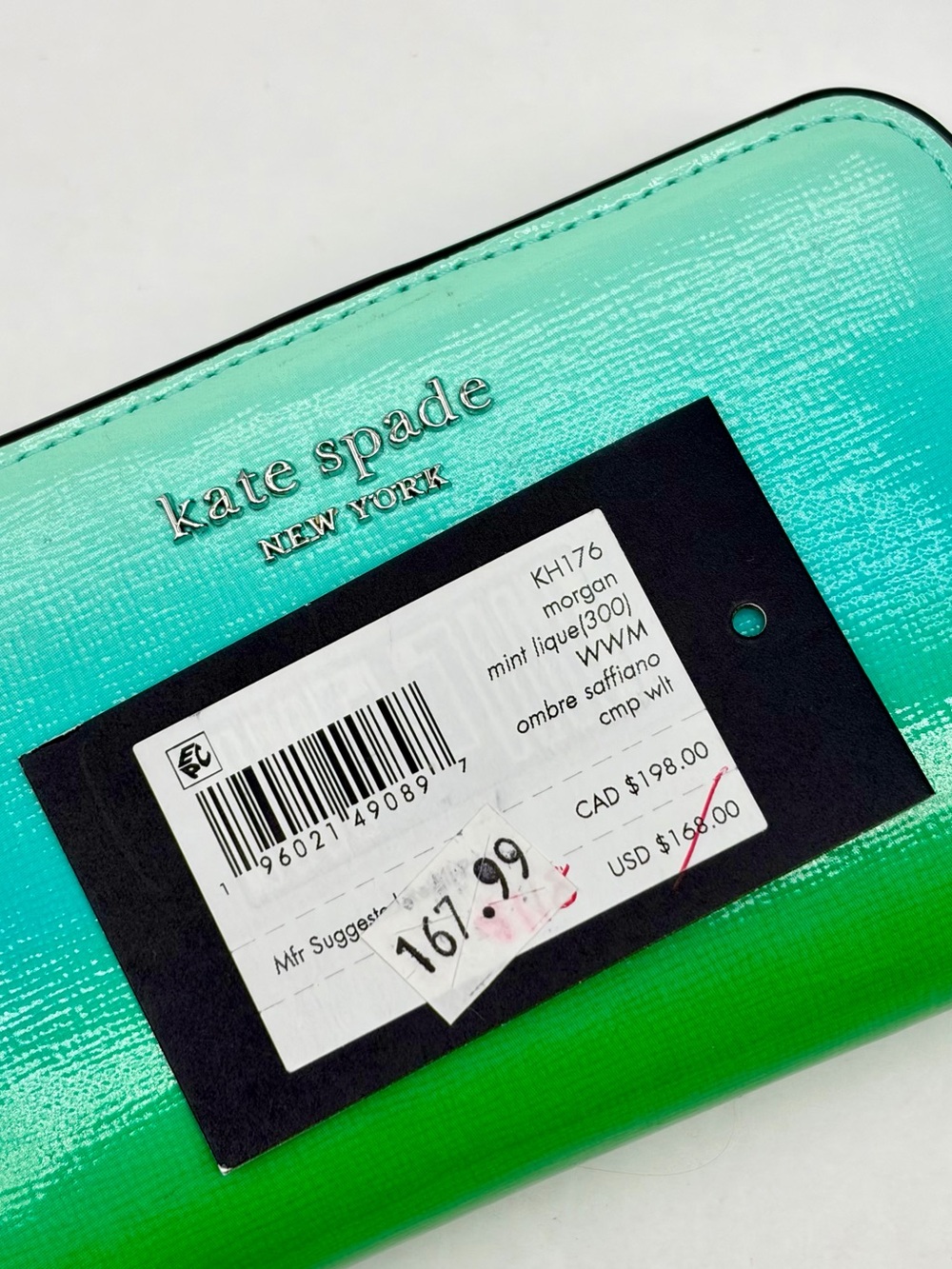 Kate Spade Morgan Ombré Compact Wallet in Mint Liqueur Multi NWT - Picture 13 of 13